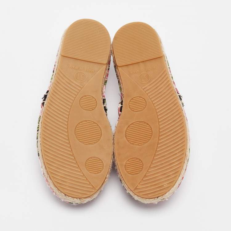 Pre Owned Dolce & Gabbana Tricolor Floral Print Canvas Espadrille Flats Size 31 (Kids)