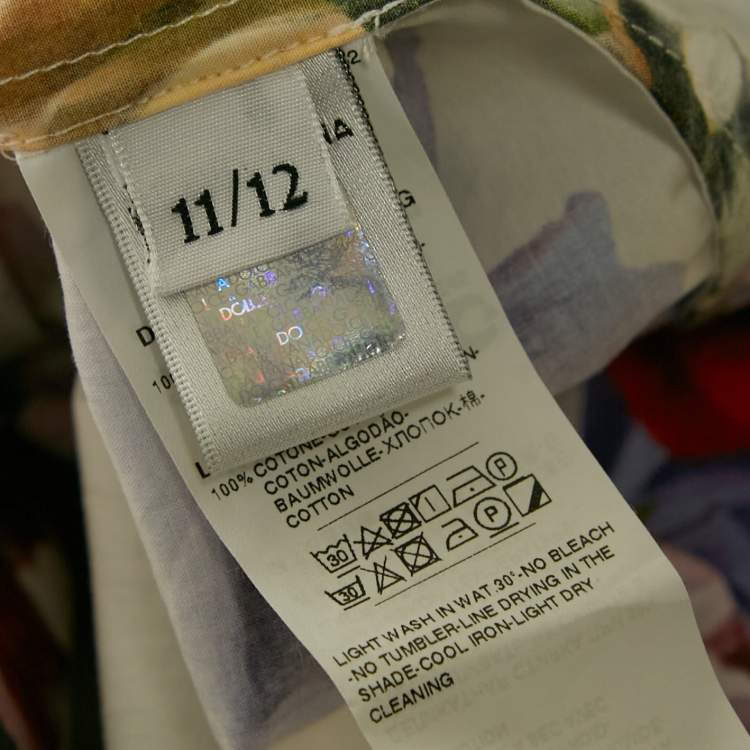 Pre Owned Dolce & Gabbana White Floral Print Poplin Smocking Effect Dress 11-12 Yrs 