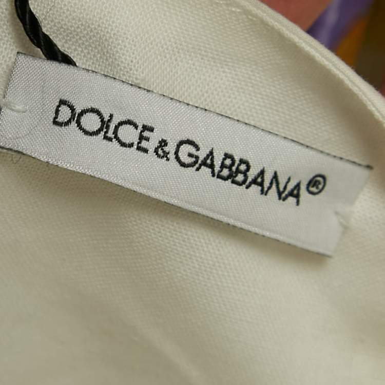 Pre Owned Dolce & Gabbana White Floral Print Poplin Smocking Effect Dress 11-12 Yrs 