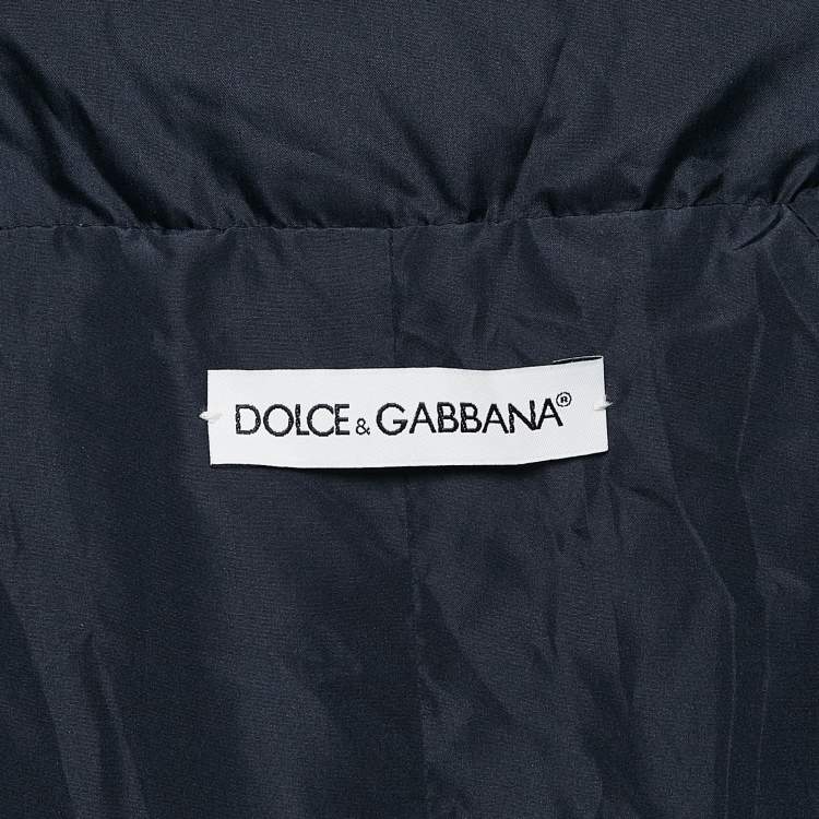Pre Owned Dolce & Gabbana Kids Navy Blue Logo Applique Synthetic Puffer Jacket 9/10 Yrs 