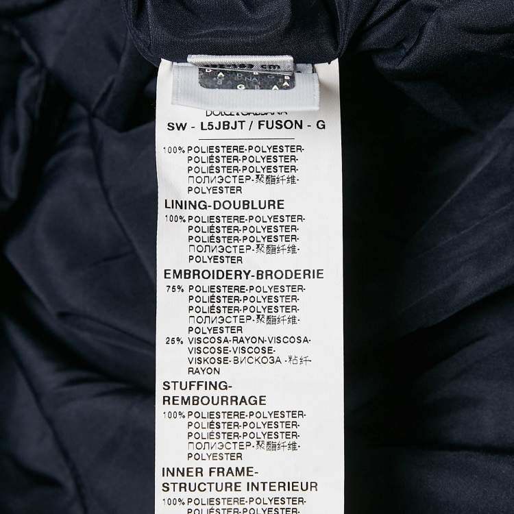 Pre Owned Dolce & Gabbana Kids Navy Blue Logo Applique Synthetic Puffer Jacket 9/10 Yrs 