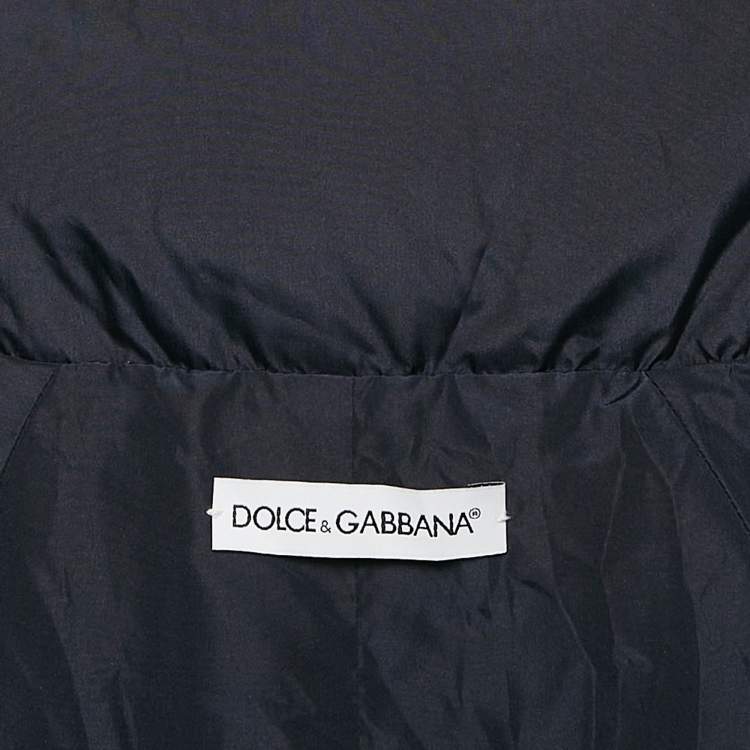 Pre Owned Dolce & Gabbana Kids Navy Blue Logo Applique Synthetic Puffer Jacket 9/10 Yrs 