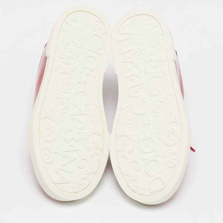 Pre Owned Dolce & Gabbana Red Patent Leather Low Top Sneakers Size 32