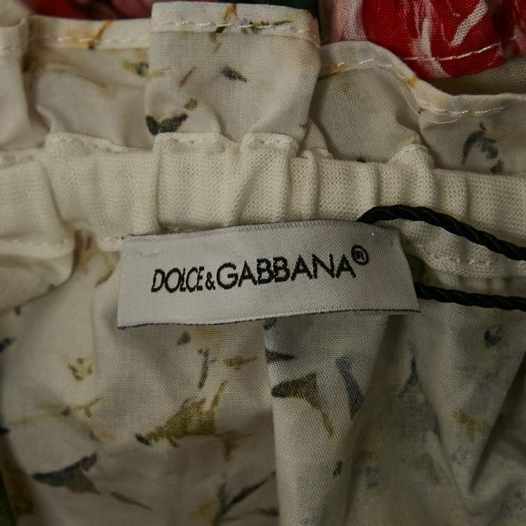 مملوكة مسبقًا Dolce & Gabbana Kids White Floral Print Cotton Smocked Dress 4 Yrs