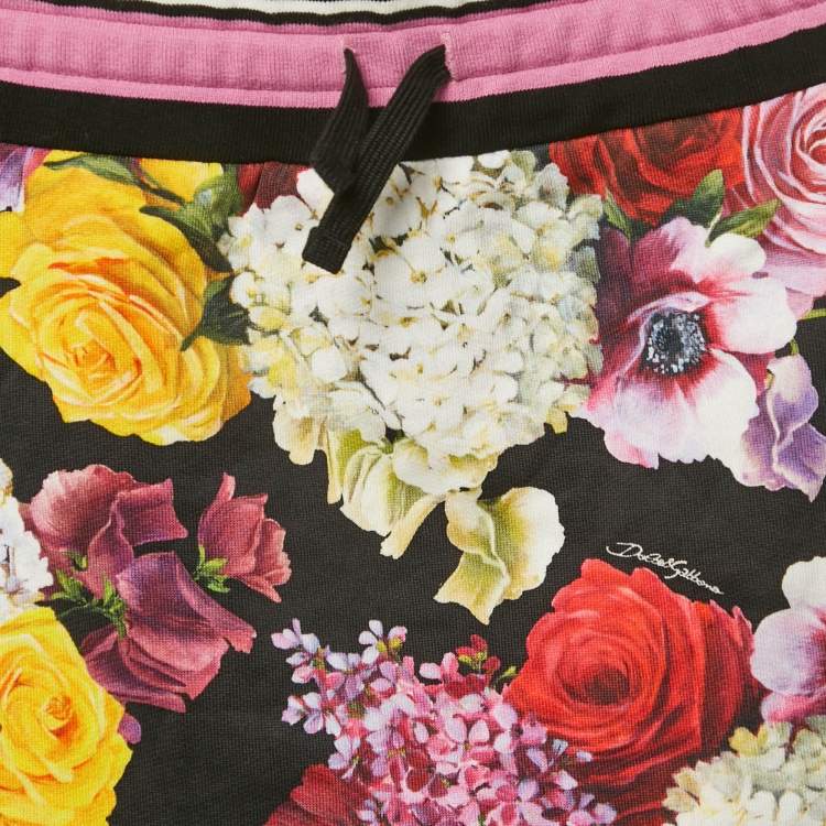 Pre Owned Dolce & Gabbana Kids Black/Pink Floral Print Cotton Mini Skirt 11/12 Yrs 
