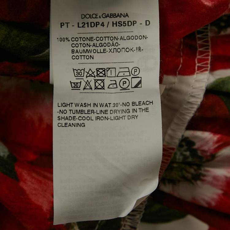 Pre Owned Dolce & Gabbana Kids Red Floral Print Cotton Tiered Dress and Shorts Set 24-30 M