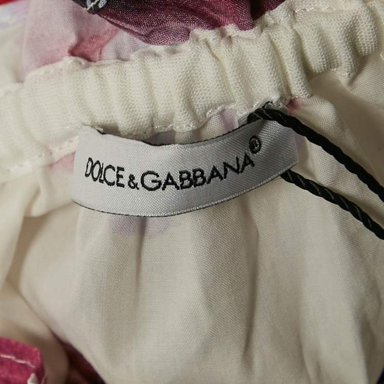 مملوكة مسبقًا Dolce & Gabbana Kids White Floral Print Cotton Tiered Dress 3 Yrs