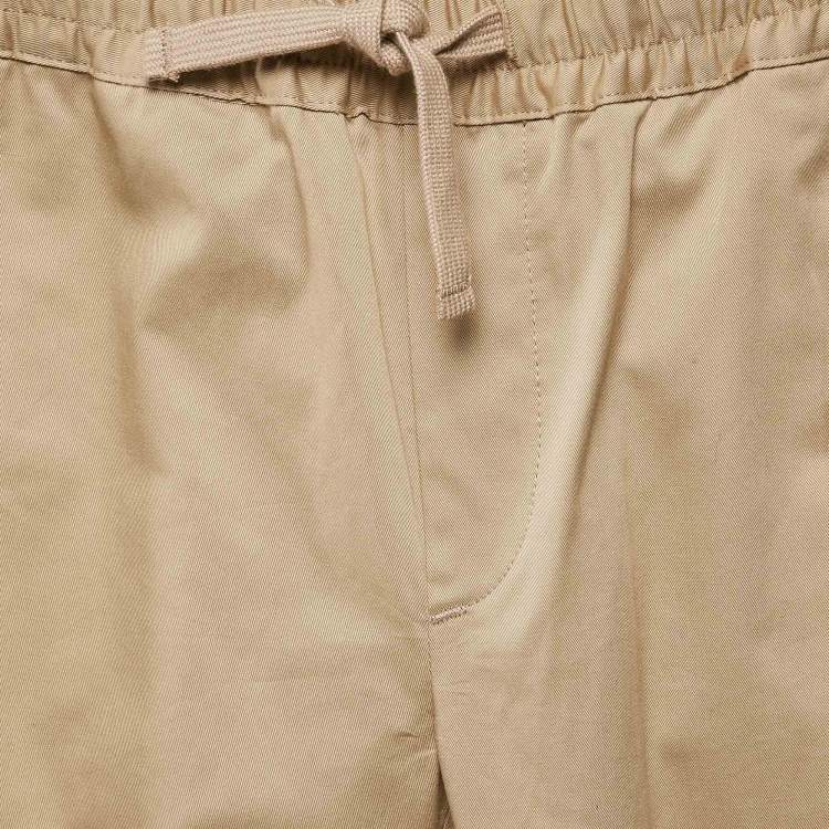 Pre Owned Dolce & Gabbana Kids Beige/Black Logo Applique Gabardine Trousers 7/8 Yrs 