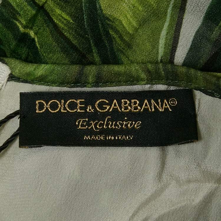 Pre Owned Dolce & Gabbana Green Tropical Print Silk Flounce Dress 7/8 Yrs