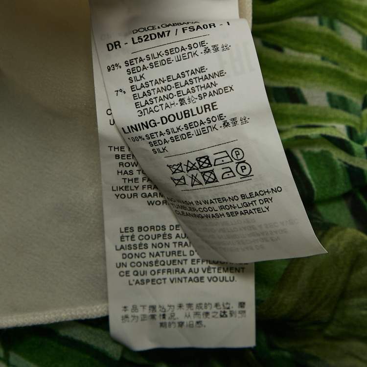 Pre Owned Dolce & Gabbana Green Tropical Print Silk Flounce Dress 7/8 Yrs