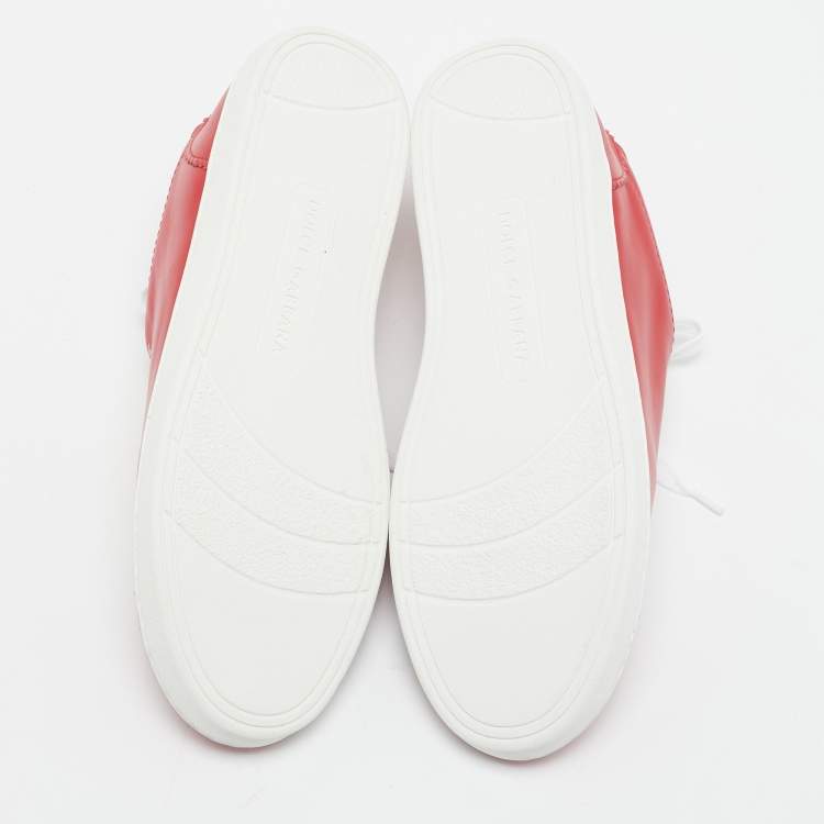 Pre Owned Dolce & Gabbana Red Leather Low Top Sneakers Size 35