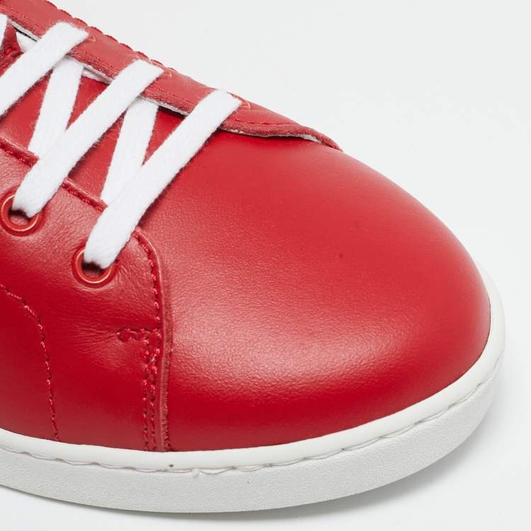 Pre Owned Dolce & Gabbana Red Leather Low Top Sneakers Size 35