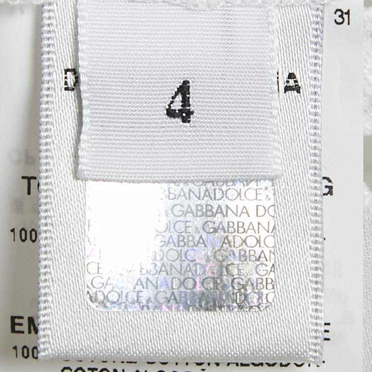 Pre Owned Dolce & Gabbana White Broderie Anglaise Cotton Ruffled Top 4 Yrs 