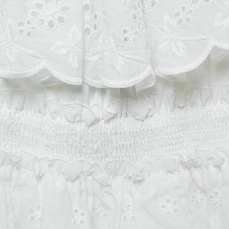 Pre Owned Dolce & Gabbana White Broderie Anglaise Cotton Ruffled Top 4 Yrs 