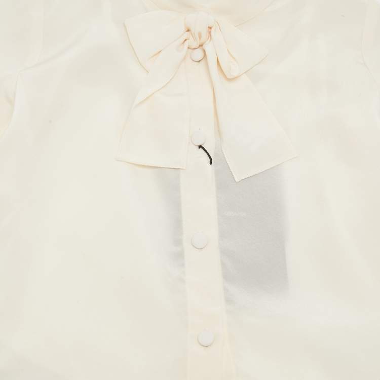 Pre Owned Dolce & Gabbana Kids Cream Silk Bow Detail 12-18 M