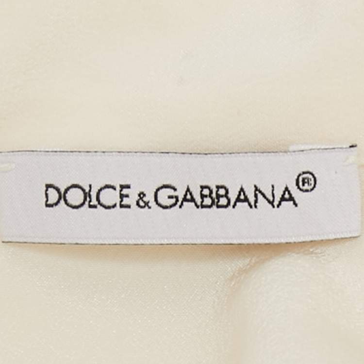 Pre Owned Dolce & Gabbana Kids Cream Silk Bow Detail 12-18 M