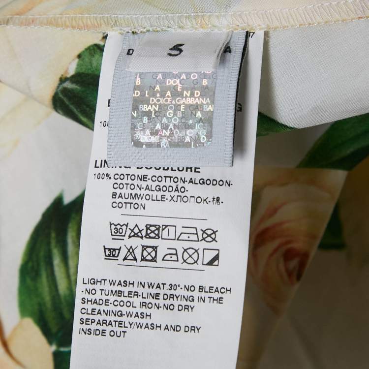 Pre Owned Dolce & Gabbana Kids Yellow Rose Print Poplin Dress 5 Yrs