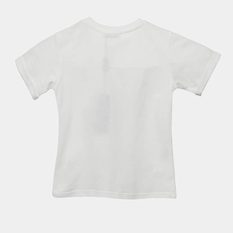 Pre Owned Dolce & Gabbana Kids White Floral Print Cotton Crew Neck T-Shirt 18 - 24 M