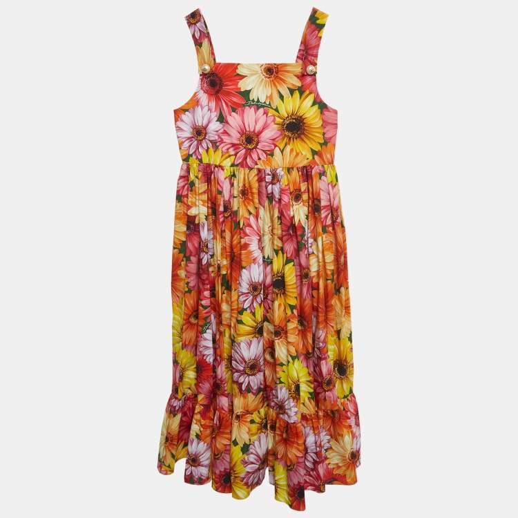 Pre Owned Dolce & Gabbana Multicolor Floral Printed Cotton Poplin Dress (11-12 Yrs)