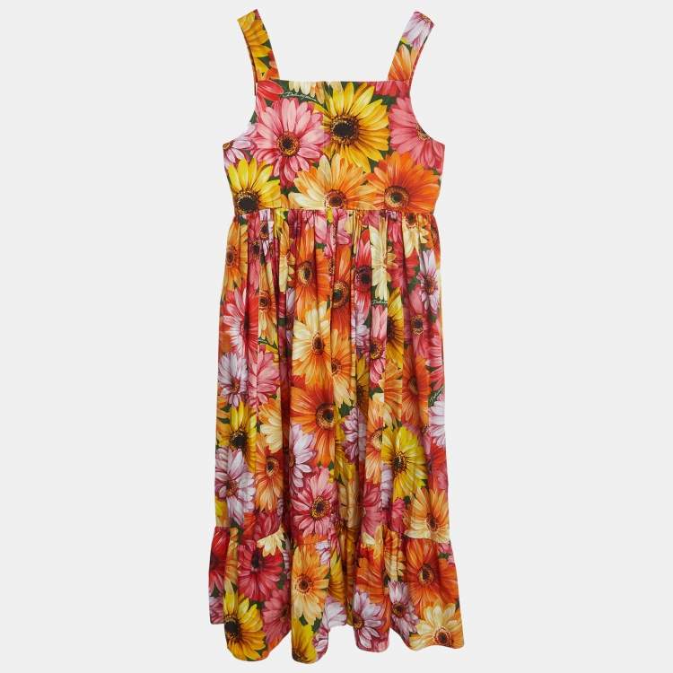 Pre Owned Dolce & Gabbana Multicolor Floral Printed Cotton Poplin Dress (11-12 Yrs)