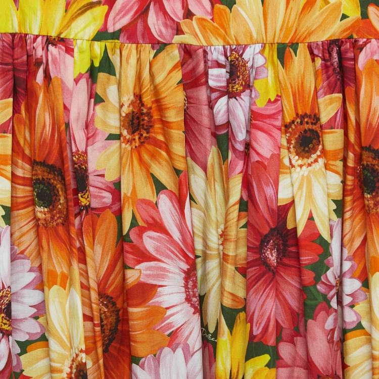 Pre Owned Dolce & Gabbana Multicolor Floral Printed Cotton Poplin Dress (11-12 Yrs)