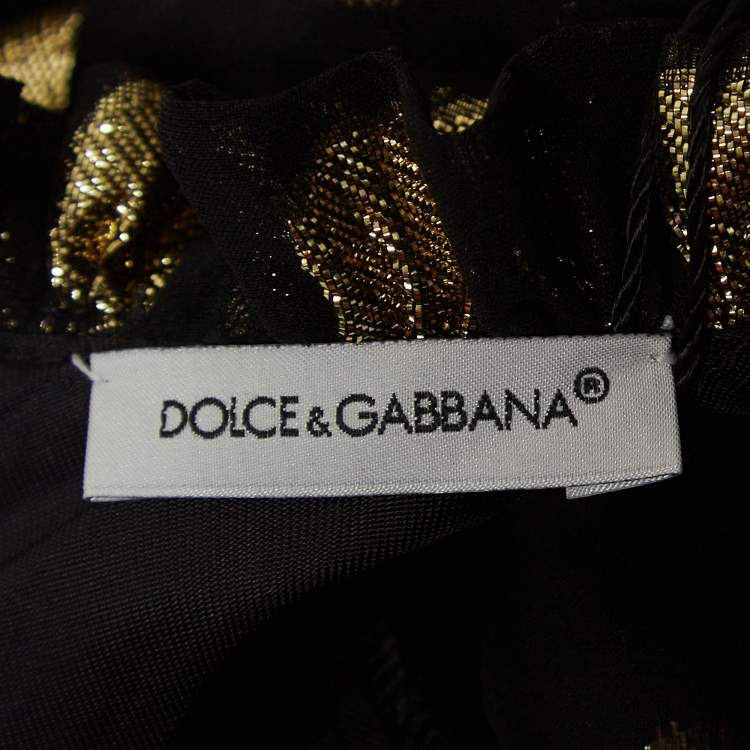 Pre Owned Dolce & Gabbana Black/Metallic Polka-Dot Chiffon Tiered Dress (9-10 Yrs)