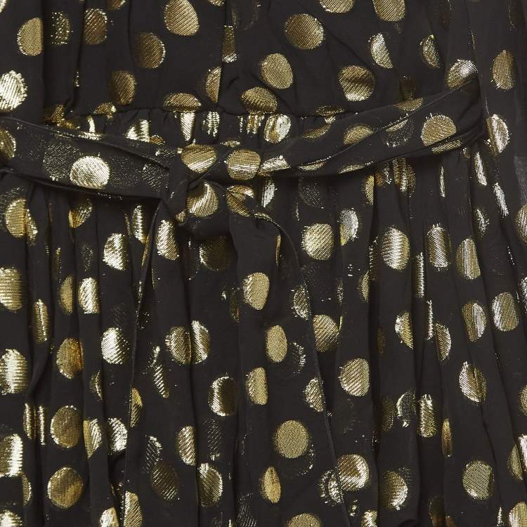 Pre Owned Dolce & Gabbana Black/Metallic Polka-Dot Chiffon Tiered Dress (9-10 Yrs)