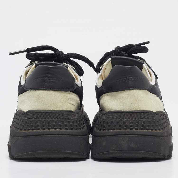 Pre Owned Dolce & Gabbana Black/White Nylon and Suede Daymaster Lace Up Sneakers Size 37
