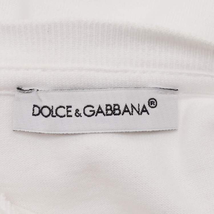 Pre Owned Dolce & Gabbana White Logo Print Cotton T-Shirt 12-18 M