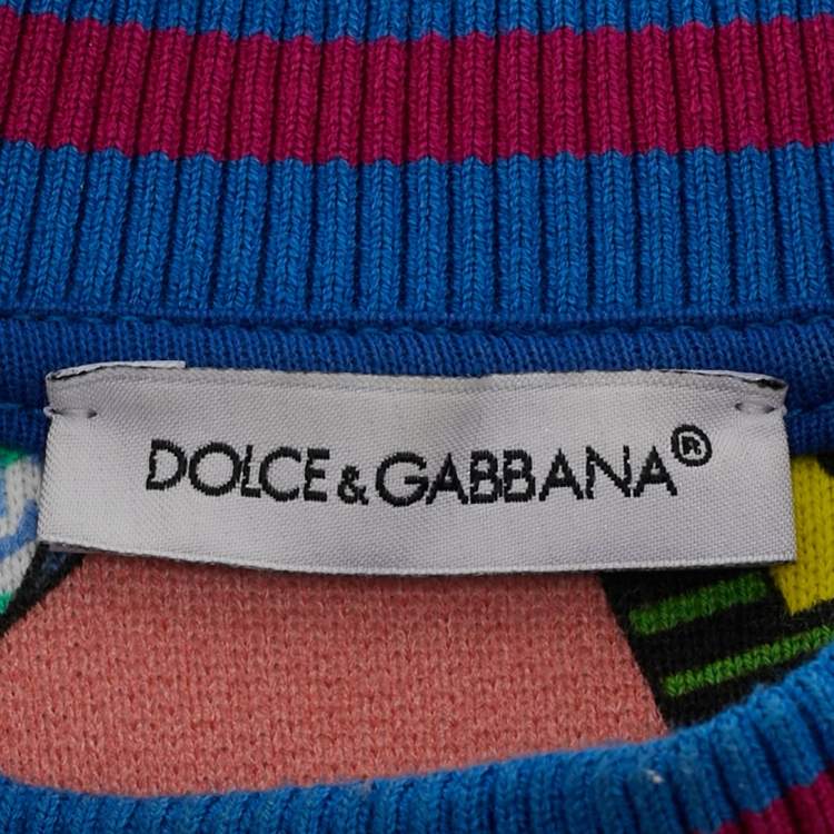 Pre Owned Dolce & Gabbana Pink Logo Print Knit Crew Neck Sweatshirt 18-24 M