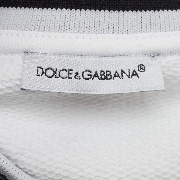 Pre Owned Dolce & Gabbana Kids White Logo Embroidered Cotton Sweatshirt 2 Yrs 