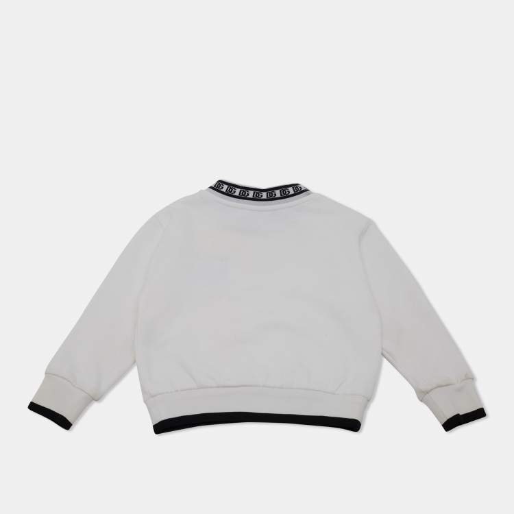 Pre Owned Dolce & Gabbana Kids White Logo Embroidered Cotton Sweatshirt 2 Yrs 