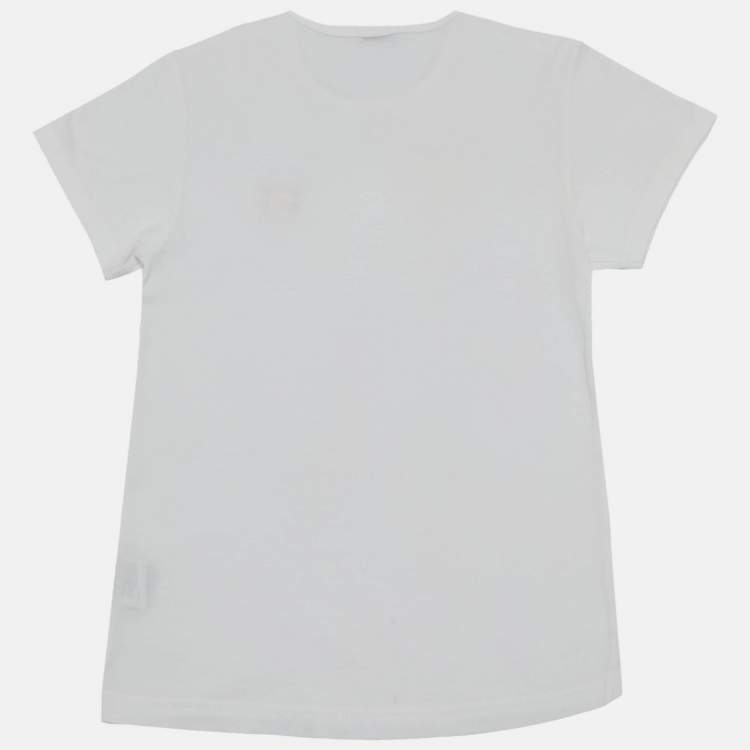 Pre Owned Dolce & Gabbana Kids White Logo Plaque Applique Jersey T-Shirt 7/8 Yrs 