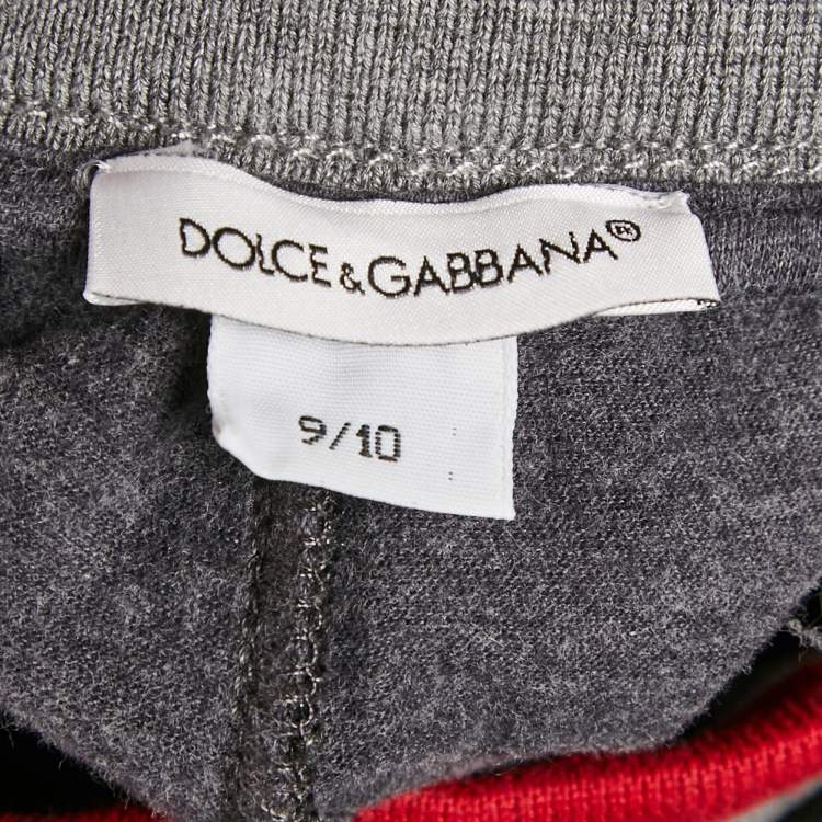 Pre Owned Dolce & Gabbana Kids Grey Patterned Jersey Jogger Pants 9/10 Yrs
