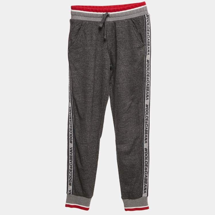 Pre Owned Dolce & Gabbana Kids Grey Patterned Jersey Jogger Pants 9/10 Yrs