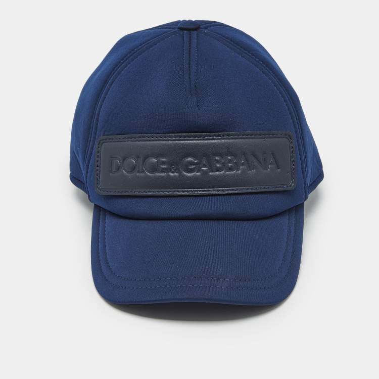 Pre Owned Dolce & Gabbana Navy Blue Cotton Logo Patch Baseball Cap L