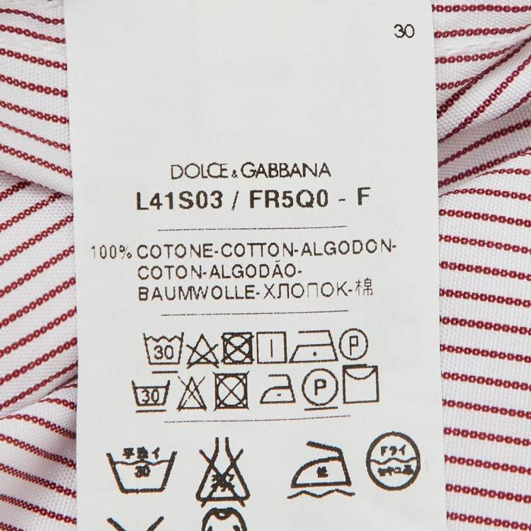 Pre Owned Dolce & Gabbana red Striped Cotton Button Front Shirt 3 years