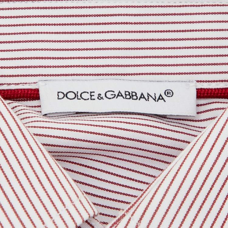 Pre Owned Dolce & Gabbana red Striped Cotton Button Front Shirt 3 years