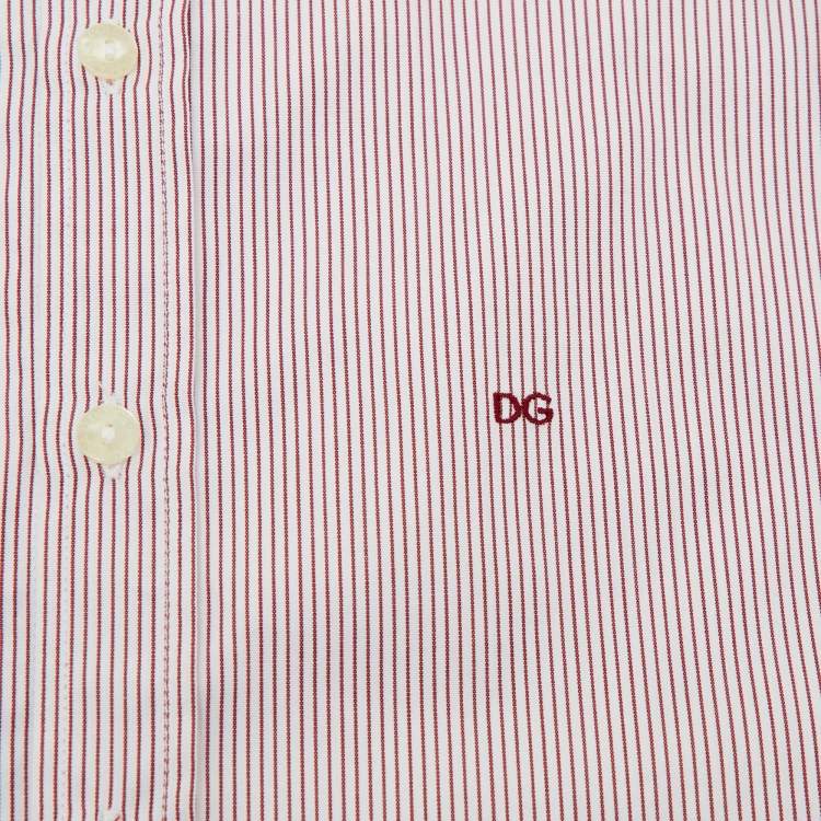 Pre Owned Dolce & Gabbana red Striped Cotton Button Front Shirt 3 years