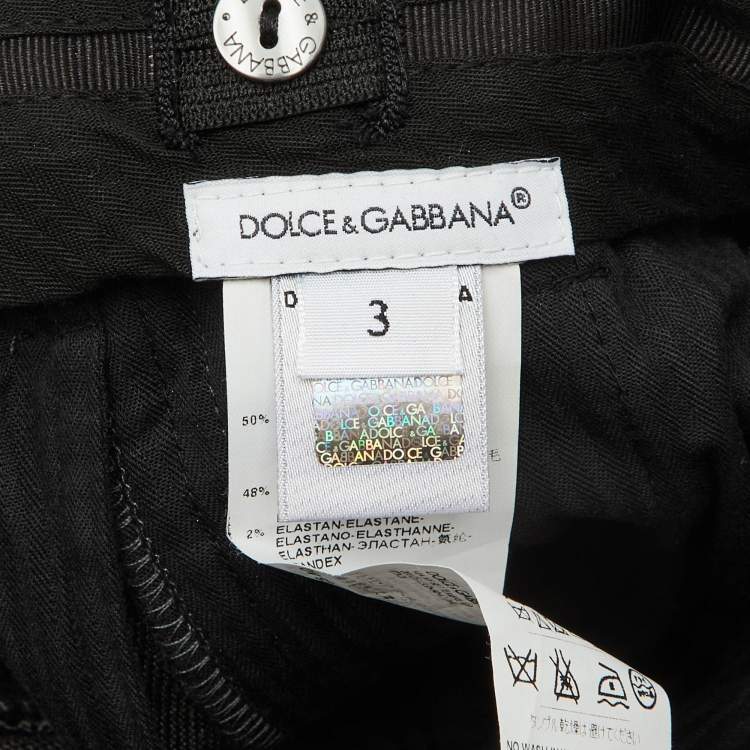 Pre Owned Dolce & Gabbana Dark Grey Wool Contrast Detail Pants 3 yrs