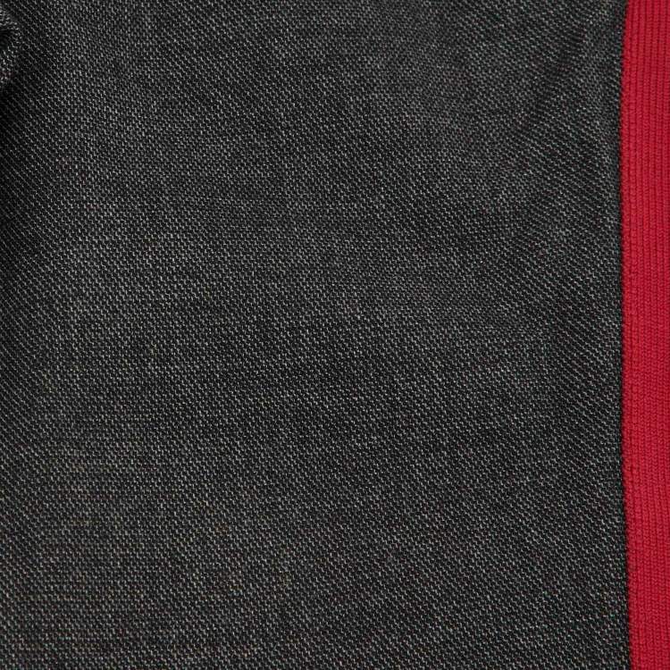 Pre Owned Dolce & Gabbana Dark Grey Wool Contrast Detail Pants 3 yrs