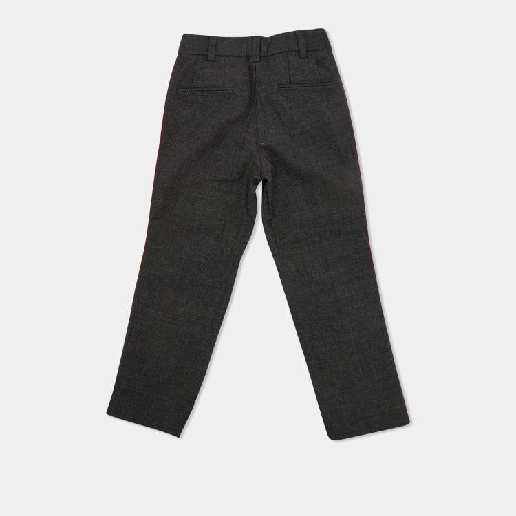 Pre Owned Dolce & Gabbana Dark Grey Wool Contrast Detail Pants 3 yrs