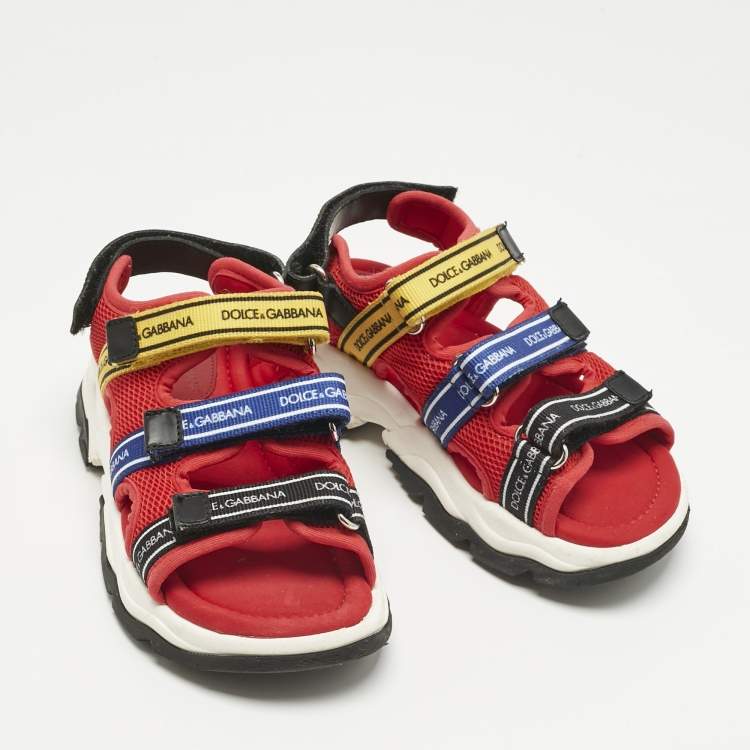Pre Owned Dolce & Gabbana Red Mesh Trekking Sandals Size 29