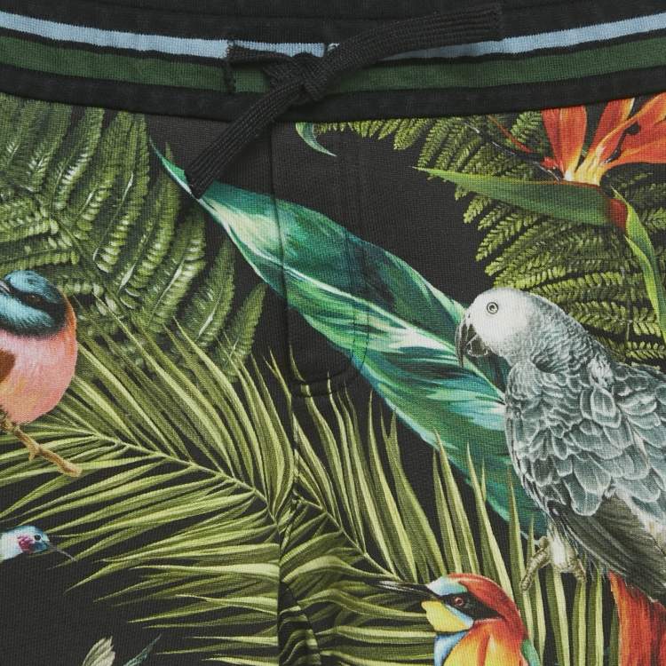 Pre Owned Dolce & Gabbana Kids Black Tropical Print Cotton Shorts 6Yrs