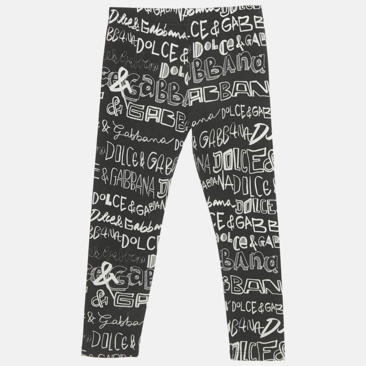 Pre Owned Dolce & Gabbana Kids Black Printed Jersey Leggings 6Yrs