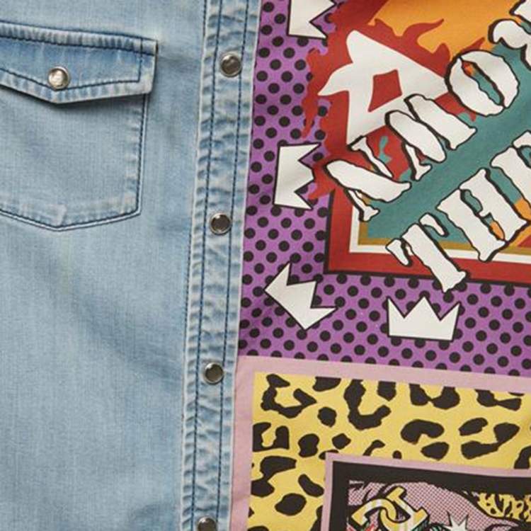 Pre Owned Dolce & Gabbana Kids Blue DG Super King Print Denim Shirt 7/8 Yrs