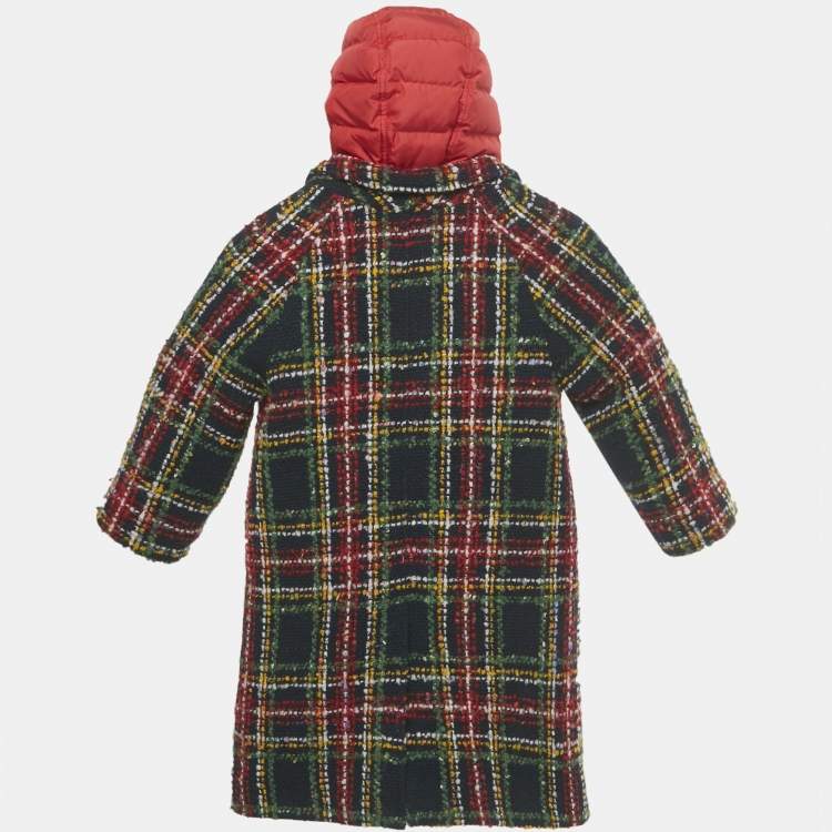 Pre Owned Dolce & Gabbana Blue/Red Plaid Wool and Synthetic Detachable Down Coat 5 Yrs