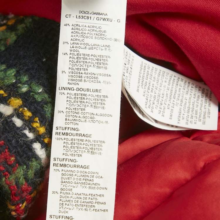 Pre Owned Dolce & Gabbana Blue/Red Plaid Wool and Synthetic Detachable Down Coat 5 Yrs