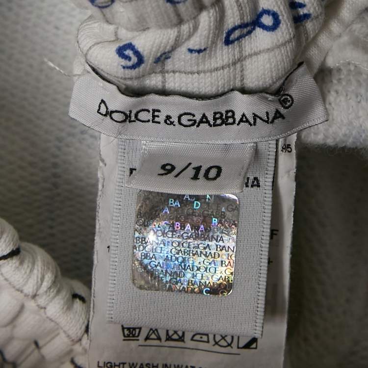 Pre Owned Dolce & Gabbana White Math Print Cotton Joggers 9-10Yrs