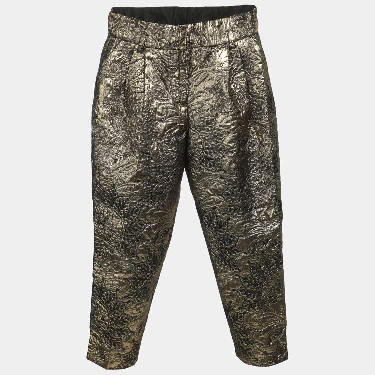 مملوكة مسبقًا Dolce & Gabbana Gold Jacquard Fabric Pants 7-8 Yrs